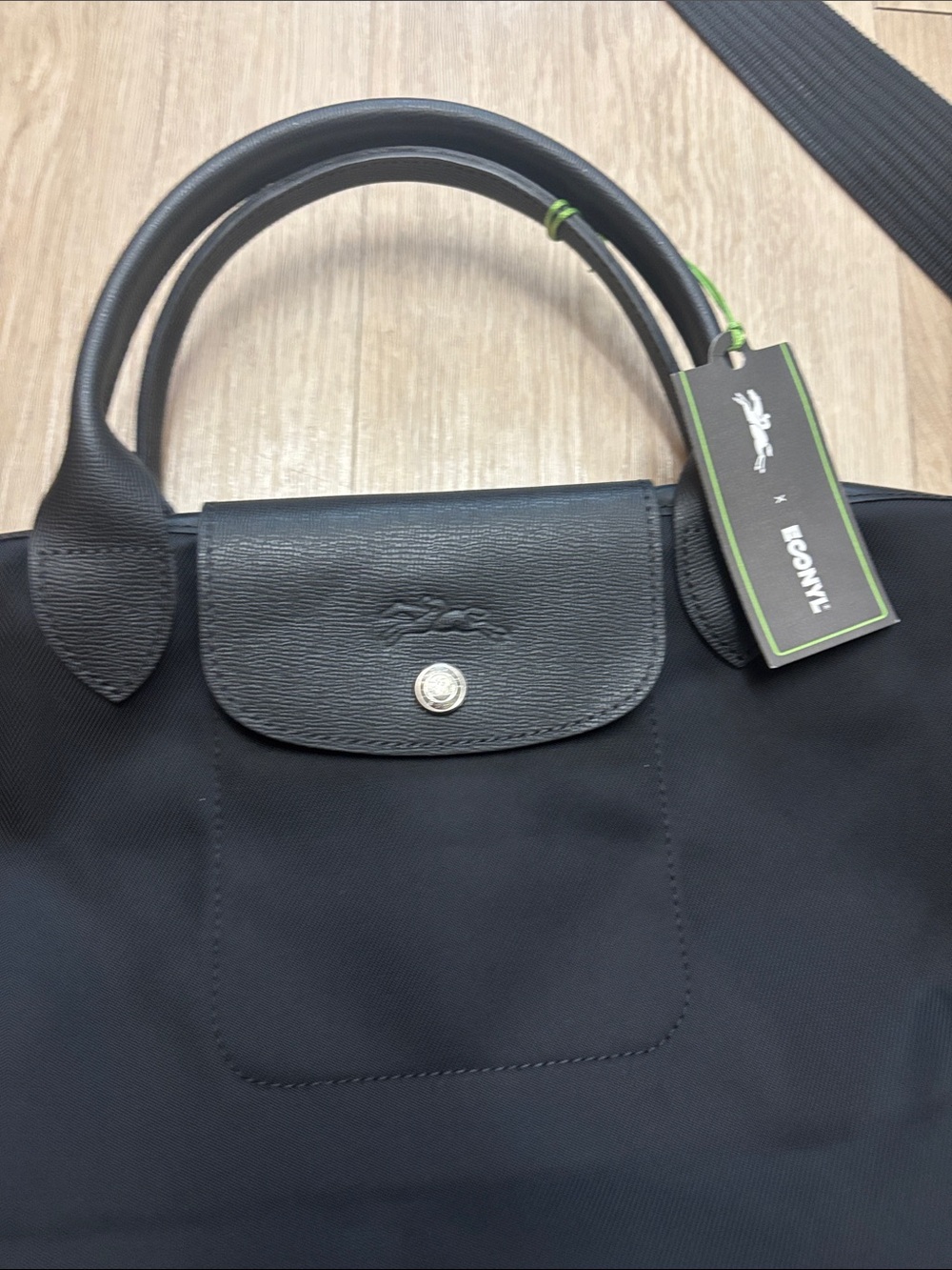 Longchamp new with tag Black Le Pliage Nylon Tote with Shoulder Strap - Picture 4 of 12